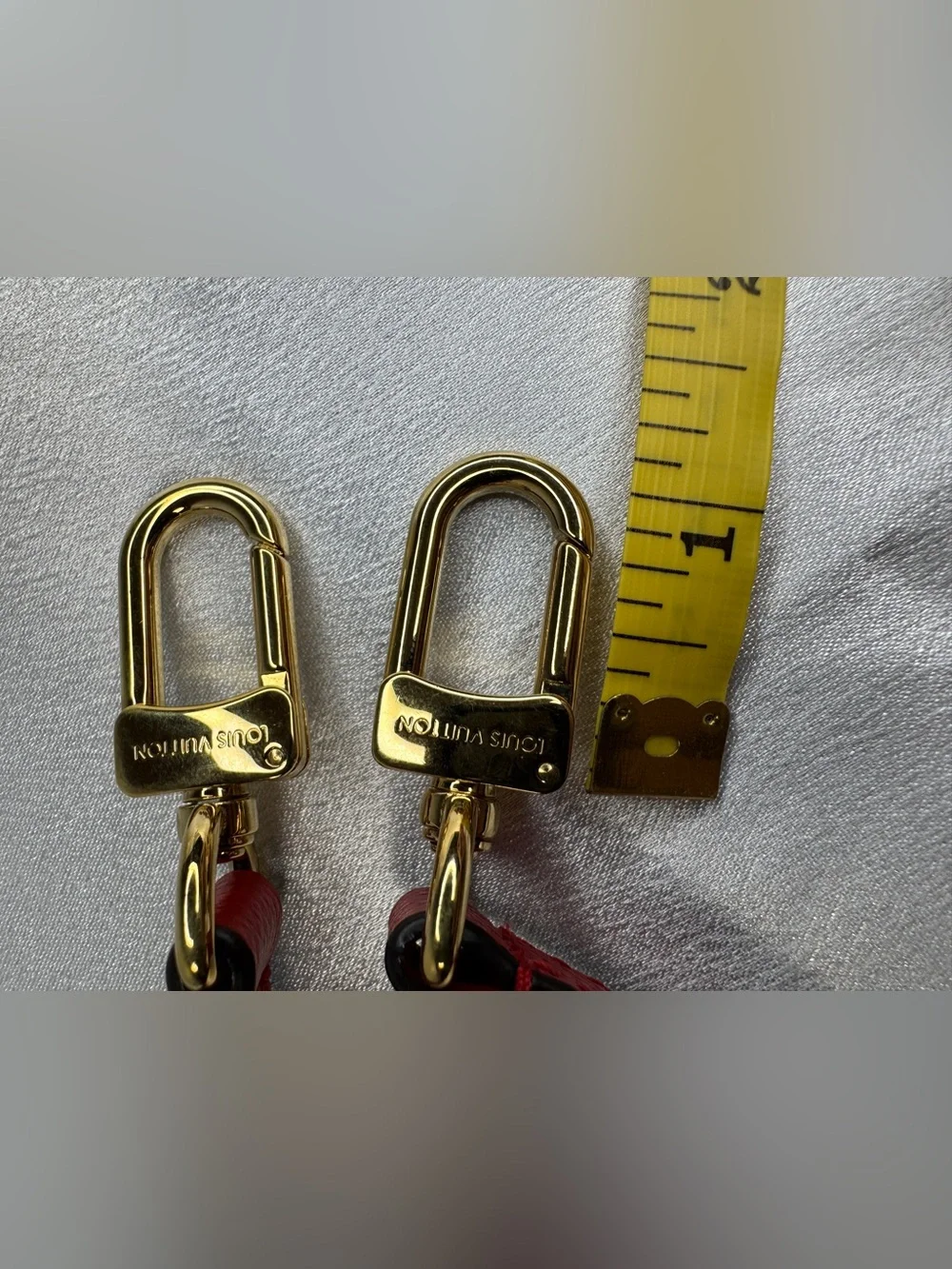 Louis Vuitton Red Leather Strap with Gold Hardware